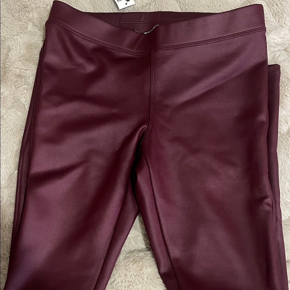 Express Maroon Faux Leather Pants